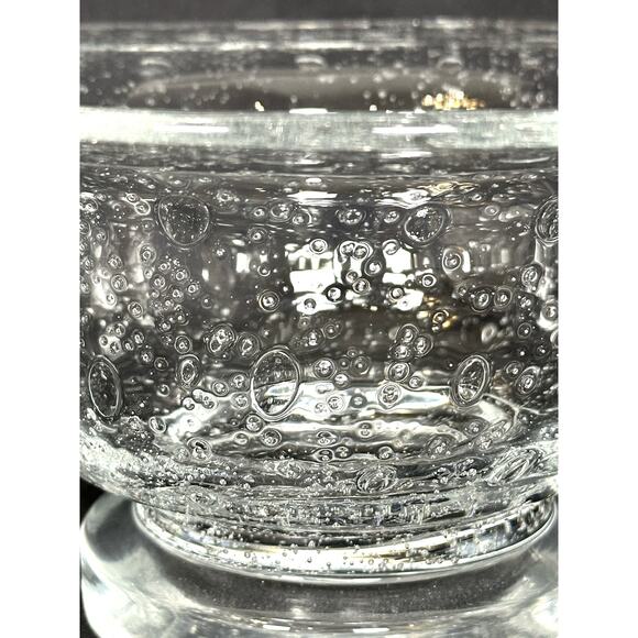 Handblown Bubble Seeded Footed Glass Bowl Vintage 1950's 8"-Excellent Mint! - Picture 3 of 10